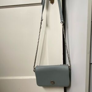DKNY Blue Crossbody Bag with Gold Accents